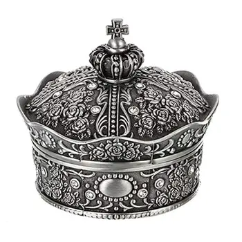 Vintage Smykkeskrin Antikke Crown Design Nipsting Skattekiste Opbevaring Sag