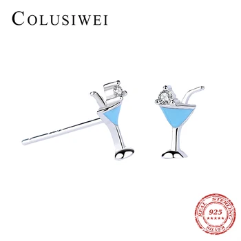 Colusiwei Emalje Mode Klare CZ Cocktail Stud Øreringe Til Kvinder 925 Sterling Sølv Part Øreringe Fine Sølv Smykker