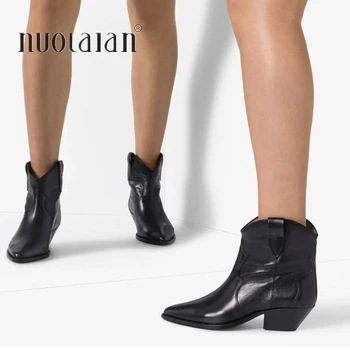 2020 Vinter Suede Ankle Støvler til Kvinder af Høj Kvalitet, Solid Chunky Hæle Korte Støvler Slip På Klassisk Chelsea støvler botas feminina
