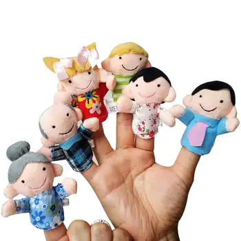 6 Stk/ sæt Historie, Fingerdukker, Toy 6 Personer Familiemedlemmer Pædagogisk Legetøj for Børn Gaver Jul Fødselsdag