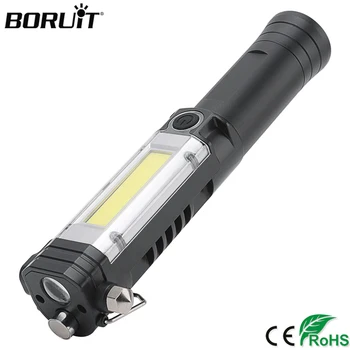 BORUiT XPE+COB LED Lommelygte 5-Tilstand Arbejdet Lys Med Magnet Lygte Vandtæt Camping Lygte Med AA-Batteri