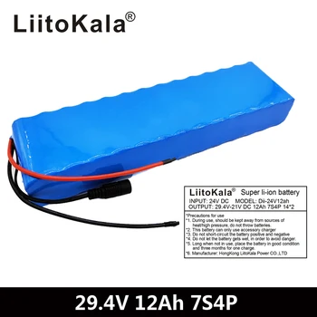 LiitoKala 7S4P 29.4 v 12Ah el-cykel motor ebike-scooter 24v li-ion-batteri pack 18650 lithium batterier, 15A