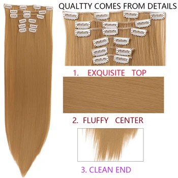MANWEI 22inch Straight hair 16 Klip i kunstigt Hår Styling Syntetiske Hår Extensions Ombre Toupéer Extension hår til kvinder