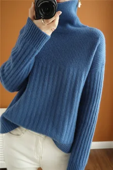 Dame Skildpadde Cowl Neck elegant uld trøjer Solid Farve Bløde Komfortable Kabel-Strik Pullover Sweater