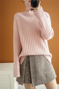 Dame Skildpadde Cowl Neck elegant uld trøjer Solid Farve Bløde Komfortable Kabel-Strik Pullover Sweater