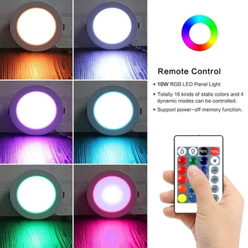 Dæmpbar 15W Led Forsænket Belysning Downlight med IR Fjernbetjening 16 Farve & 4 Blinkende Modes RGBW Projektør Loft Lys