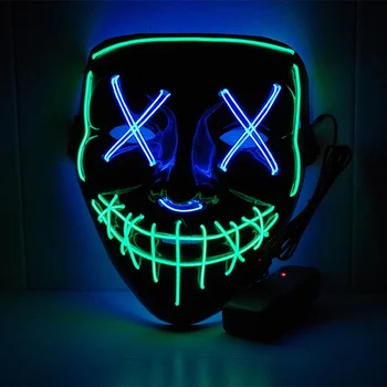 Halloween Maske EL Fest Masker Horror Masque Neon Mascara Cosplay Skræmmende Masker Glødende Kraniet Maske Til Halloween Party 14049