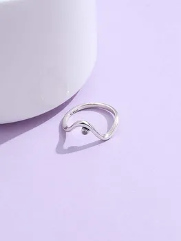 LEKANI 925 Sterling Sølv Minimalistisk, Romantisk Engagement Ring, Uregelmæssig Bølge Klare CZ Finger Ringe Til Kvinder Sølv Smykker