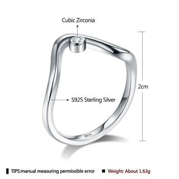 LEKANI 925 Sterling Sølv Minimalistisk, Romantisk Engagement Ring, Uregelmæssig Bølge Klare CZ Finger Ringe Til Kvinder Sølv Smykker