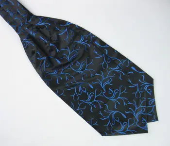 NYE 2018 Paisley Blomstret Silke mænd blå Ascot Cravat Jacquard Bånd Vævet Skjorte elegant Kjole Kvalitet Microfibra Ascot