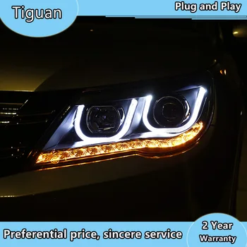 Bil Styling Til VW 2010-2013 Tiguan Forlygter Nye Tiguan LED Kørelys KØRELYS Linse Dobbelt Stråle H7 HID Xenon Tilbehør til Bilen