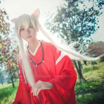 Karneval Inuyasha Kvinder Kikyo Rød Kimono Mænd Samurai Yukata Klæder Lejligheder Toppe, Bukser Witch Part Japansk Anime Cosplay Kostumer