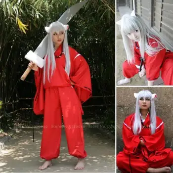 Karneval Inuyasha Kvinder Kikyo Rød Kimono Mænd Samurai Yukata Klæder Lejligheder Toppe, Bukser Witch Part Japansk Anime Cosplay Kostumer
