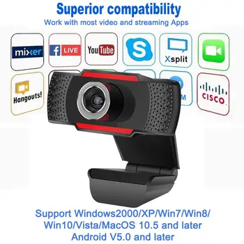 USB-Computer, Webcam Full HD 720/1080P Webcam-Kamera Digital Web Cam Med Micphone Til Bærbar Desktop PC Drejelige Kamera