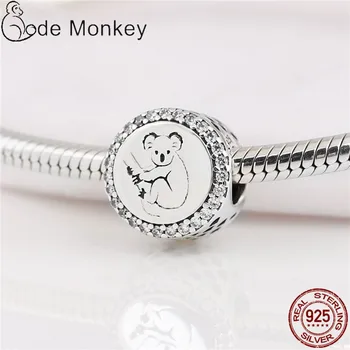 CodeMonkey Hot Salg Koala Perler Charms Passer Oprindelige Armbånd Dingle Ægte 925 Sterling Sølv Mode Smykker CMS1512-C