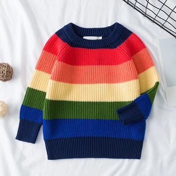 Melario Piger Trøjer 2020 Nye Rainbow Mønster Pige Sweater Børn Casual Outwear Efteråret Toppe Børn Tøj