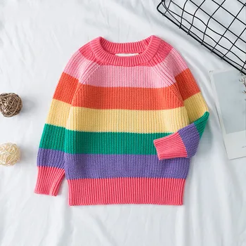Melario Piger Trøjer 2020 Nye Rainbow Mønster Pige Sweater Børn Casual Outwear Efteråret Toppe Børn Tøj