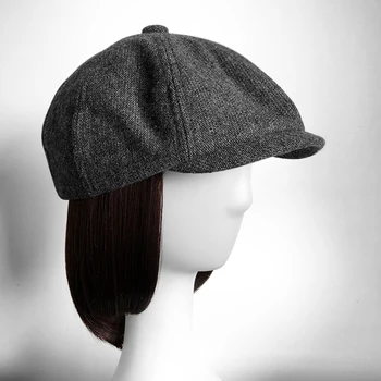 Lady vintage Sildeben Gatsby Tweed sløj skyklapper hat Dreng Avisdrenge Beret Hat foråret Fladskærms Toppede Beret Hatte BLM235 14206