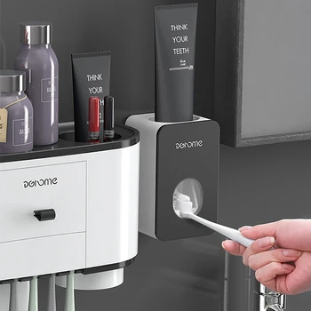 ONEUP tandbørsteholder Automatisk Tandpasta Dispenser Squeezer vægbeslag Badeværelse Storage Rack Hjem Badeværelse Tilbehør Sæt