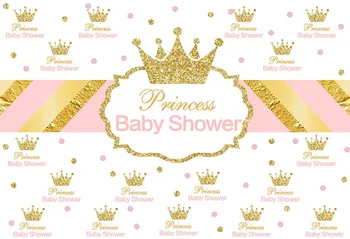 Avezano Baggrund Baby Shower Fest Prinsesse Shiny Gyldne Krone Pink Plakat Portræt Foto Baggrunden For Foto Studio Photophone