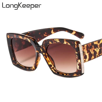 Fashion Square Solbriller Kvinder Mænd 2020 Luksus Mærke Stor Ramme Sol Briller Kvindelige Klassiske Vintage Leopard-Brillerne Gafas de sol 14278