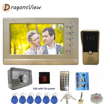 DragonsView Video Intercom med Lås 7-Tommers Kabel-Skærm med 1000TVL Dørklokken Ringe Panel Kamera Låse op for Video Dør Telefon