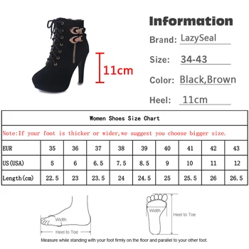 LazySeal Buckle Boot Platform Sko Ankel Støvler Til Kvinder Super Høje Hæle Kvindelige Snøre Sko Kvinde Casual Fodtøj Til Damer