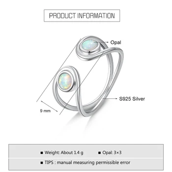 Kvinder 925 Sterling Sølv Ring Hvid Opal Sten Dobbelt Lag Åben Ring Hule Snoet Kvindelige Finger Ring I Sølv 925 Smykker