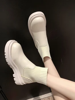 Nye Chunky Støvler Mode Lomme Platform Støvler Kvinder Ankel Støvler Kvindelige Eneste Pose Ankel Støvler Kvinder Botas Mujer 14304
