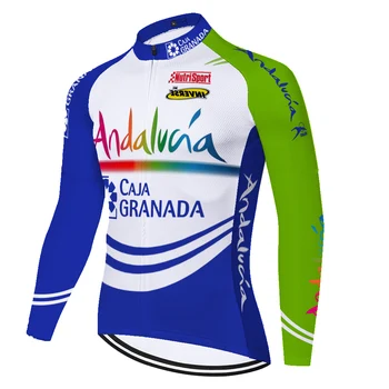 Pro team ANDALUCIA mallot ciclismo team sommer forår bike jersey åndbar hurtig tør lang ærmet cykel trøje