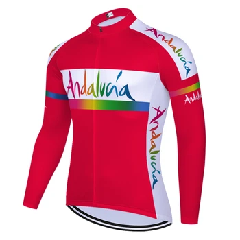 Pro team ANDALUCIA mallot ciclismo team sommer forår bike jersey åndbar hurtig tør lang ærmet cykel trøje