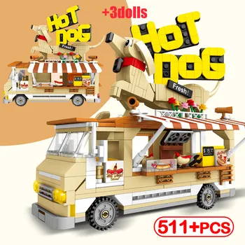 511pcs City Street-Serien Hot Dog Lastbil Model byggesten Venner Camping Bil Tal Mursten Legetøj til Piger Gaver