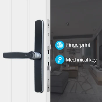 Vandtæt Aluminium Glas dørlås Fingeraftryk Smart Door Lock Europæiske Mortise Elektronisk dørlås Til udendørs