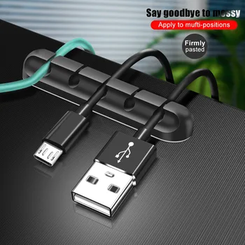 USB-Kabel Holder Silikone Kabel-Arrangør Fleksibelt Kabel, Winder Forvaltning 5 Klip, som Holder Til Mus Hovedtelefon Øretelefon