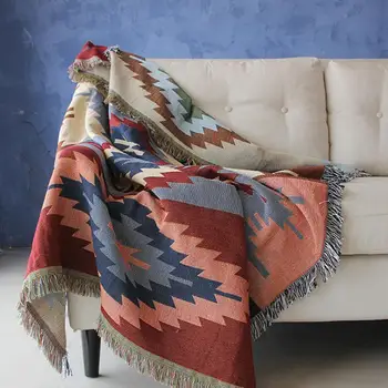 Multi-Funktion Indretning Aztec Navajo Håndklæde Mat Bomuld Sovesofa Stol, Tæppe Kaste Tæppe Tekstil Geometri Smide Tæppe, Sofa Indretning