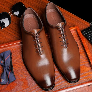 Mænd Ægte okselæder brogue bryllup Business herre casual lejligheder sko sort vintage oxford sko til mænd sko 2020