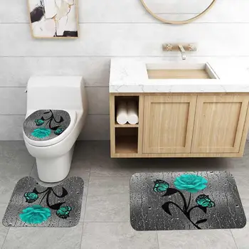 Grøn Butterfly Dekorative Vandtæt Print Badeforhæng 4 Stykke Tæppe, Der Dækker Toilet Dække Bademåtte Pad Badeværelse Gardin Sæt