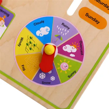 Træ-Kognitive Kalender, Ur, Legetøj Baby Multifunktions-Kalender Måneder Dato Vejr Uge Sæson Læring Blokke Uddannelse Legetøj