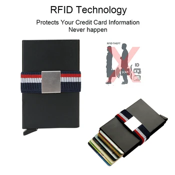 DIENQI Mode Dobbelt Wallet Black Metal RFID-Pung For Mænd Elasticitet elastik Cash Taske Kort Lomme Multifunktionelle Tegnebog 14398
