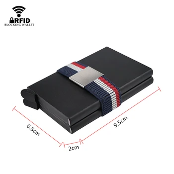 DIENQI Mode Dobbelt Wallet Black Metal RFID-Pung For Mænd Elasticitet elastik Cash Taske Kort Lomme Multifunktionelle Tegnebog