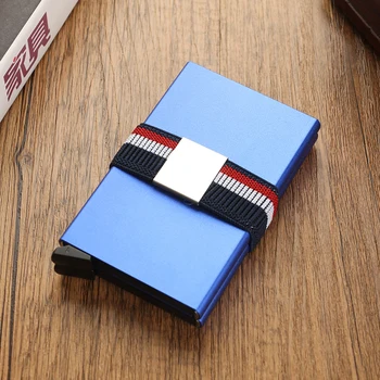 DIENQI Mode Dobbelt Wallet Black Metal RFID-Pung For Mænd Elasticitet elastik Cash Taske Kort Lomme Multifunktionelle Tegnebog
