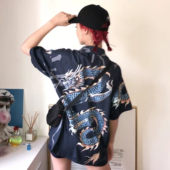 Kvinders blødt stof dragon mønster trykt shirt kvindelige mode sommerferie Harajuku skjorte cool toppe wq1394 dropship 1440