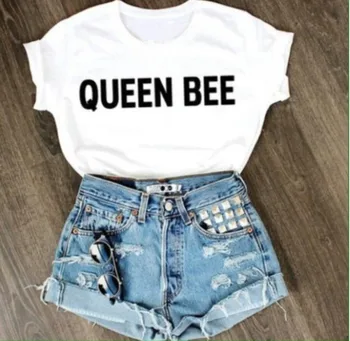 Queen Bee Shirt Slogan Feministe Kvinder Tshirt Mode Sød Grafisk Søde Kawaii Grunge Tumblr Æstetiske Camisetas Vintage Tee Top
