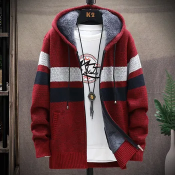 Cardigan Sweater Hoody Efterår Og Vinter Mænd er Polstret Fløjl Løs 2020 Modetøj langærmet Cardigan Japansk Tøj