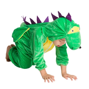 Børn Barn Dyr Dinosaur Dragon Cosplay Kostume Buksedragt for Drenge og Piger Halloween Fest Mardi Gras Fancy Kjole, Hovedbeklædning