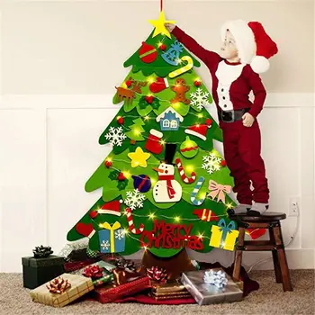 DIY Følte juletræ Sæt Julepynt Part Forsyninger til Børnehave Børn Gave Nye År Navidad