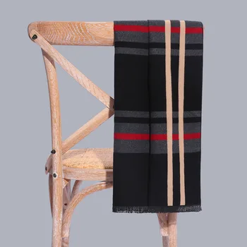 Nye Europæiske Classic Stripe Gitter Mænds Tørklæde i Efterår og Vinter i 2019,Cashmere-som Dobbelt-sidet Varm Business Tørklæde til mænd
