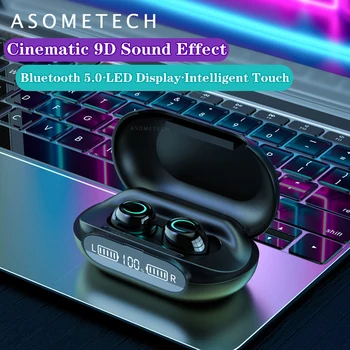G10 Bluetooth-5.0 Øretelefon Touch Kontrol, Trådløse Hovedtelefoner, Sport HiFi-Høretelefoner, Earbuds Headset med LED-Display Opladning Box