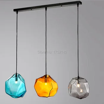 Krystal glas vedhæng lys til stue/spisestue, bar indretning. Italien stone form-lampe led-lys droplights G9 grå, blå ,gul