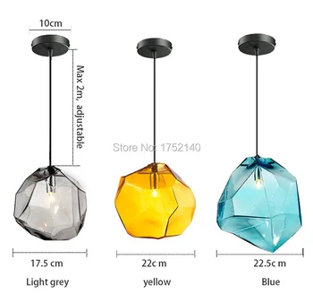 Krystal glas vedhæng lys til stue/spisestue, bar indretning. Italien stone form-lampe led-lys droplights G9 grå, blå ,gul